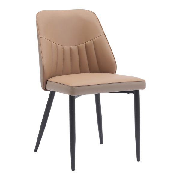 360 000002 6 Chair Onyer pakoworld brown-grey pu with black metal leg 48x60x83cmIndoor furniture > Chairs