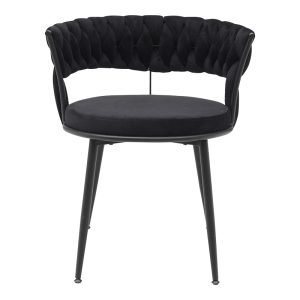 360 000003 3 5 Chair Alkia pakoworld in black velvet with black metal leg 60x57x68cmIndoor furniture > Living room armchairs
