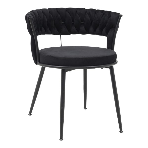 360 000003 8 Chair Alkia pakoworld in black velvet with black metal leg 60x57x68cmIndoor furniture > Living room armchairs