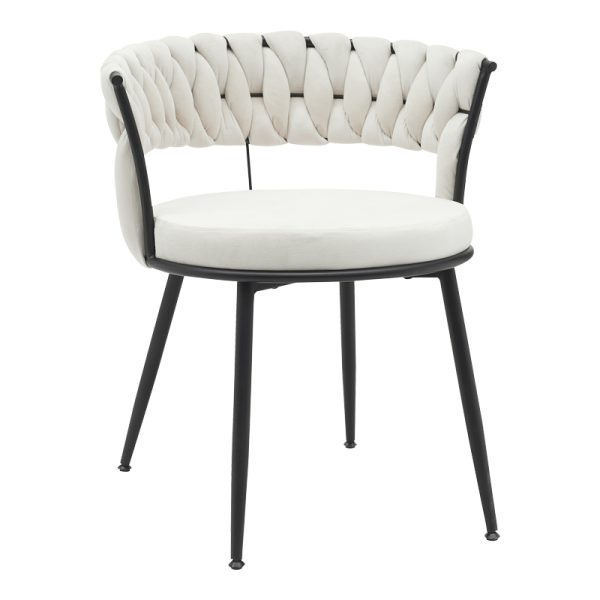 360 000004 12 Chair Alkia pakoworld in cream velvet with black metal leg 60x57x68cmIndoor furniture > Chairs