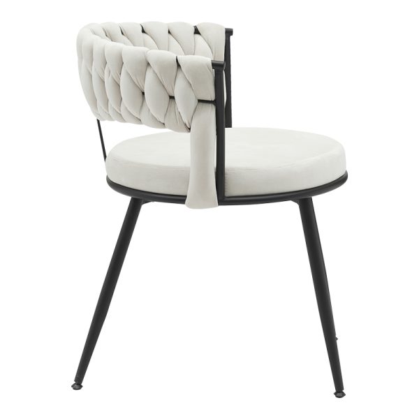 360 000004 2 9 Chair Alkia pakoworld in cream velvet with black metal leg 60x57x68cmIndoor furniture > Chairs