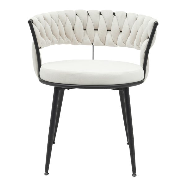 360 000004 3 9 Chair Alkia pakoworld in cream velvet with black metal leg 60x57x68cmIndoor furniture > Chairs