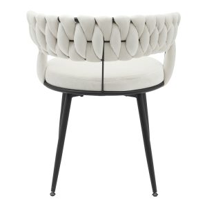 360 000004 4 9 Chair Alkia pakoworld in cream velvet with black metal leg 60x57x68cmIndoor furniture > Chairs