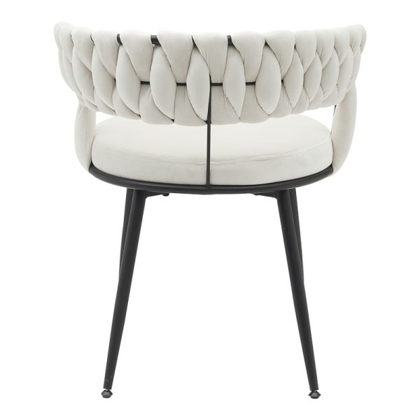 360 000004 4 9 Chair Alkia pakoworld in cream velvet with black metal leg 60x57x68cmIndoor furniture > Chairs