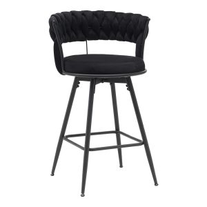360 000005 11 Roating bar stool Alkia pakoworld in black velvet with black metal legs 58x55x90cmIndoor furniture > Bar stools