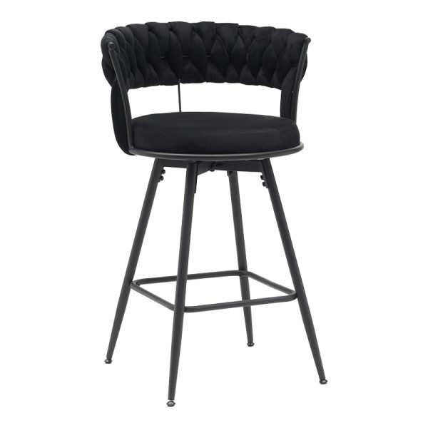 360 000005 11 Roating bar stool Alkia pakoworld in black velvet with black metal legs 58x55x90cmIndoor furniture > Bar stools