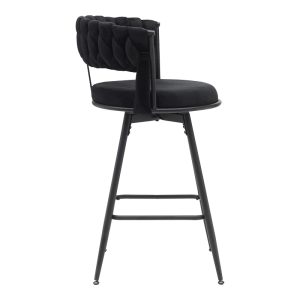 360 000005 2 8 Roating bar stool Alkia pakoworld in black velvet with black metal legs 58x55x90cmIndoor furniture > Bar stools
