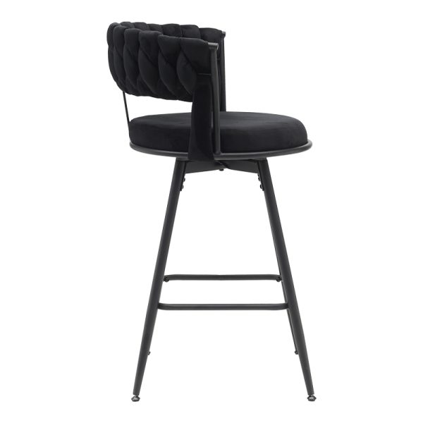 360 000005 2 8 Roating bar stool Alkia pakoworld in black velvet with black metal legs 58x55x90cmIndoor furniture > Bar stools