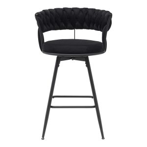 360 000005 3 8 Roating bar stool Alkia pakoworld in black velvet with black metal legs 58x55x90cmIndoor furniture > Bar stools