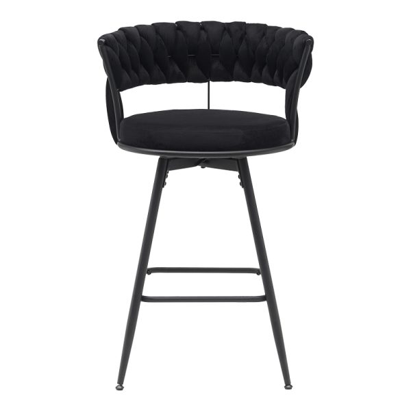360 000005 3 8 Roating bar stool Alkia pakoworld in black velvet with black metal legs 58x55x90cmIndoor furniture > Bar stools