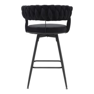 360 000005 4 8 Roating bar stool Alkia pakoworld in black velvet with black metal legs 58x55x90cmIndoor furniture > Bar stools
