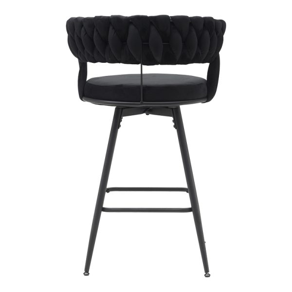 360 000005 4 8 Roating bar stool Alkia pakoworld in black velvet with black metal legs 58x55x90cmIndoor furniture > Bar stools