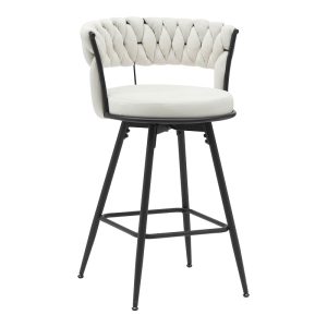 360 000006 10 Roating bar stool Alkia pakoworld in beige velvet with black metal legs 58x55x90cmIndoor furniture > Bar stools