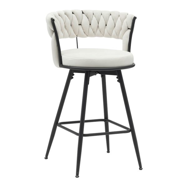 360 000006 10 Roating bar stool Alkia pakoworld in beige velvet with black metal legs 58x55x90cmIndoor furniture > Bar stools