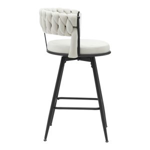 360 000006 2 7 Roating bar stool Alkia pakoworld in beige velvet with black metal legs 58x55x90cmIndoor furniture > Bar stools