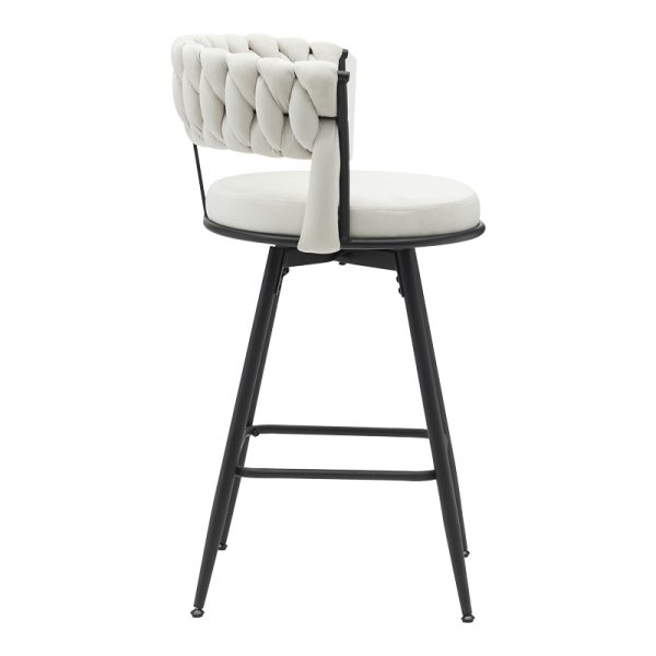 360 000006 2 7 Roating bar stool Alkia pakoworld in beige velvet with black metal legs 58x55x90cmIndoor furniture > Bar stools