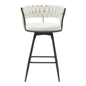 360 000006 3 7 Roating bar stool Alkia pakoworld in beige velvet with black metal legs 58x55x90cmIndoor furniture > Bar stools