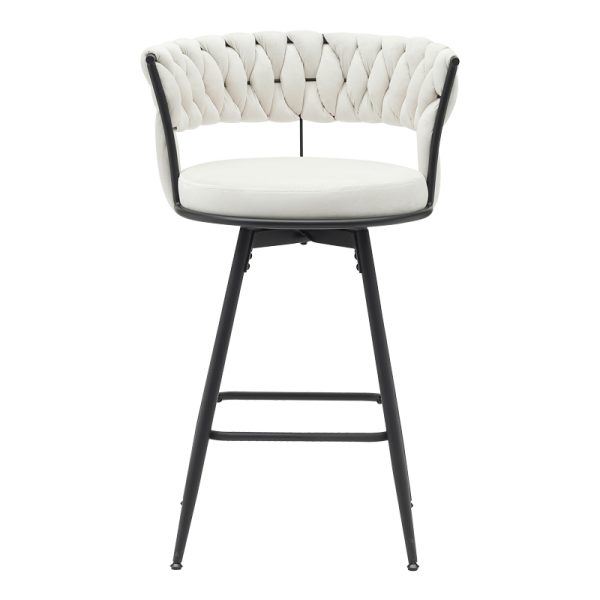 360 000006 3 7 Roating bar stool Alkia pakoworld in beige velvet with black metal legs 58x55x90cmIndoor furniture > Bar stools