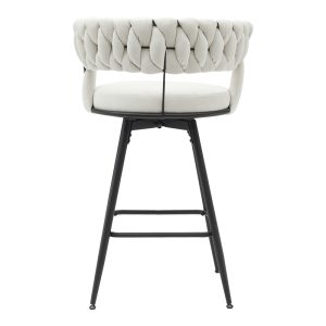 360 000006 4 7 Roating bar stool Alkia pakoworld in beige velvet with black metal legs 58x55x90cmIndoor furniture > Bar stools