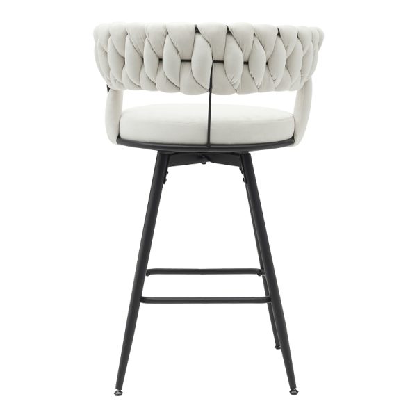 360 000006 4 7 Roating bar stool Alkia pakoworld in beige velvet with black metal legs 58x55x90cmIndoor furniture > Bar stools