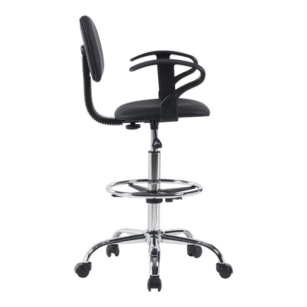 360 000020 2 6 Icina Ι pakoworld pu reception chair on wheels in black shade 58x54x102-123cmProfessional furniture