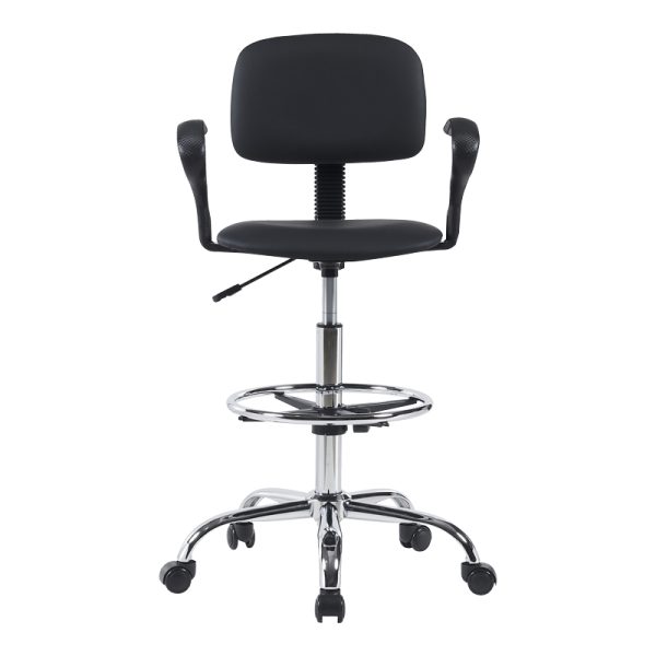 360 000020 3 6 Icina Ι pakoworld pu reception chair on wheels in black shade 58x54x102-123cmProfessional furniture