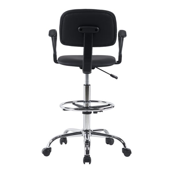 360 000020 4 6 Icina Ι pakoworld pu reception chair on wheels in black shade 58x54x102-123cmProfessional furniture