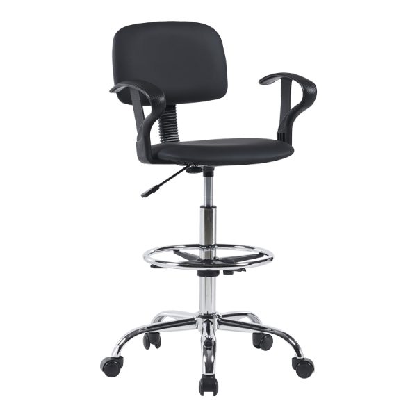 360 000020 9 Icina Ι pakoworld pu reception chair on wheels in black shade 58x54x102-123cmProfessional furniture