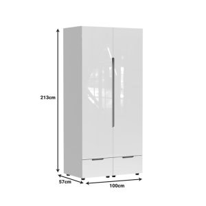 361 000017 2 3 Double Wardrobe Afina pakoworld mdf in white glossy color 100x57x213cmIndoor furniture > Wardrobes