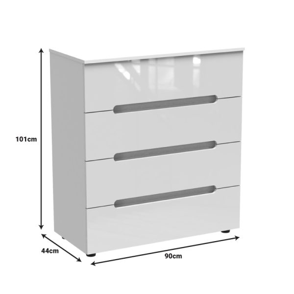 361 000018 2 2 Chest of drawers Afina pakoworld mdf in white glossy color 90x44x101cmIndoor furniture > Drawers-consoles