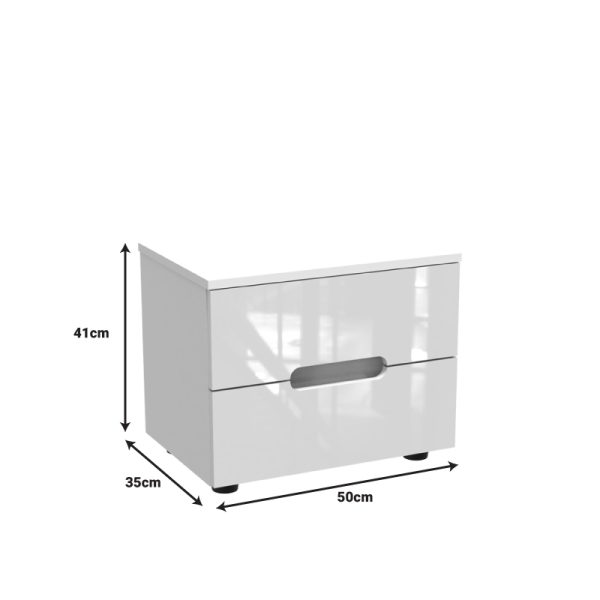 361 000019 2 2 Afina bedside table pakoworld mdf in white glossy color 50x35x41cmIndoor furniture > Bedside tables