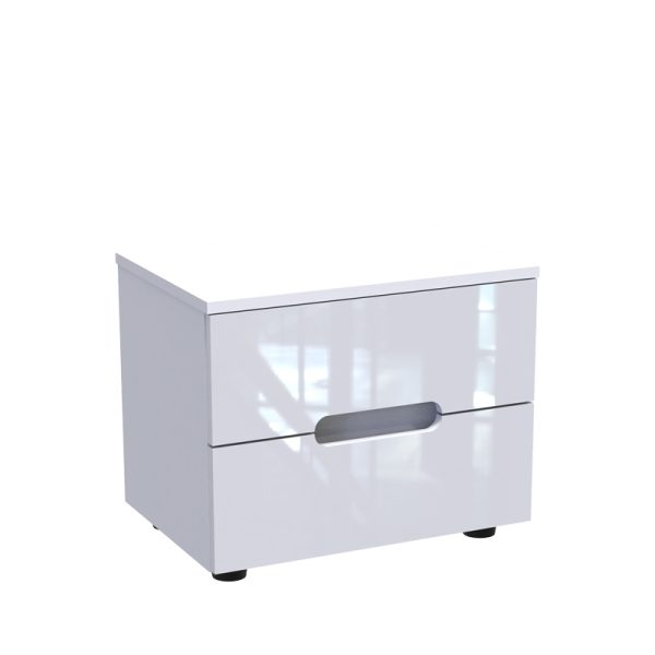 361 000019 5 Afina bedside table pakoworld mdf in white glossy color 50x35x41cmIndoor furniture > Bedside tables