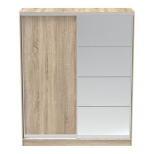 361 000052 2 4 Aparador pakoworld two-leaf sliding wardrobe with mirror in sonoma color 180x60x220cmIndoor furniture > Wardrobes