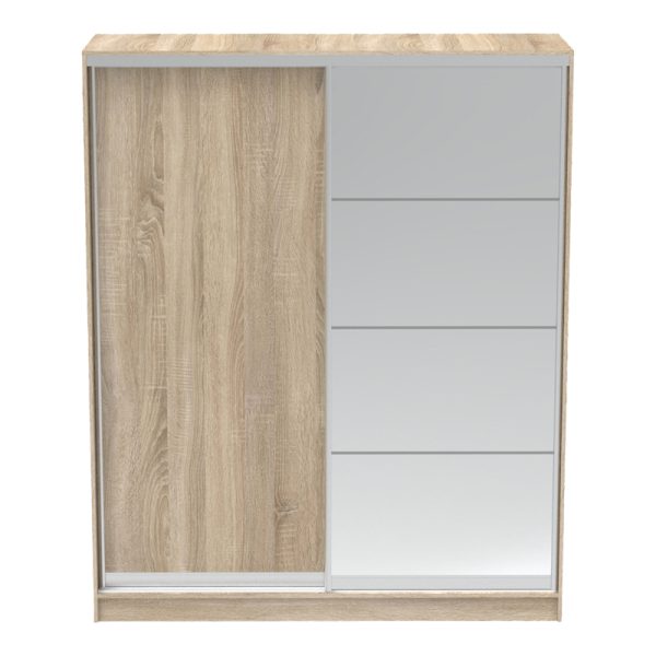 361 000052 2 4 Aparador pakoworld two-leaf sliding wardrobe with mirror in sonoma color 180x60x220cmIndoor furniture > Wardrobes