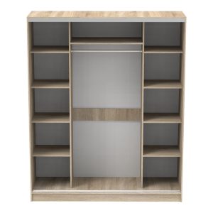 361 000052 3 4 Aparador pakoworld two-leaf sliding wardrobe with mirror in sonoma color 180x60x220cmIndoor furniture > Wardrobes