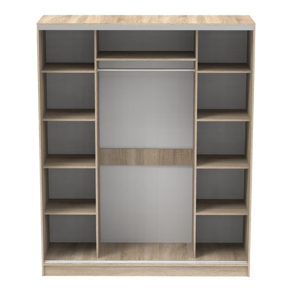 361 000052 3 4 Aparador pakoworld two-leaf sliding wardrobe with mirror in sonoma color 180x60x220cmIndoor furniture > Wardrobes