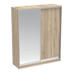 361 000052 7 Aparador pakoworld two-leaf sliding wardrobe with mirror in sonoma color 180x60x220cmIndoor furniture > Wardrobes