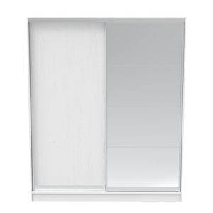 361 000053 2 4 Aparador pakoworld two-leaf sliding wardrobe with mirror in white color 180x60x220cmIndoor furniture > Wardrobes