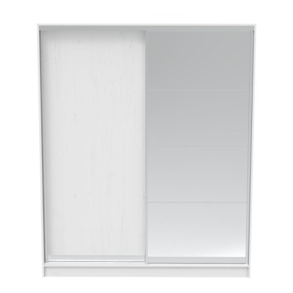 361 000053 2 4 Aparador pakoworld two-leaf sliding wardrobe with mirror in white color 180x60x220cmIndoor furniture > Wardrobes