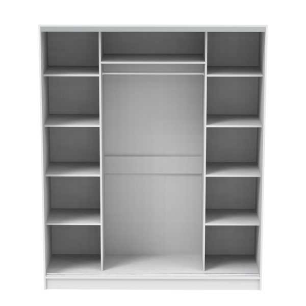 361 000053 3 4 Aparador pakoworld two-leaf sliding wardrobe with mirror in white color 180x60x220cmIndoor furniture > Wardrobes