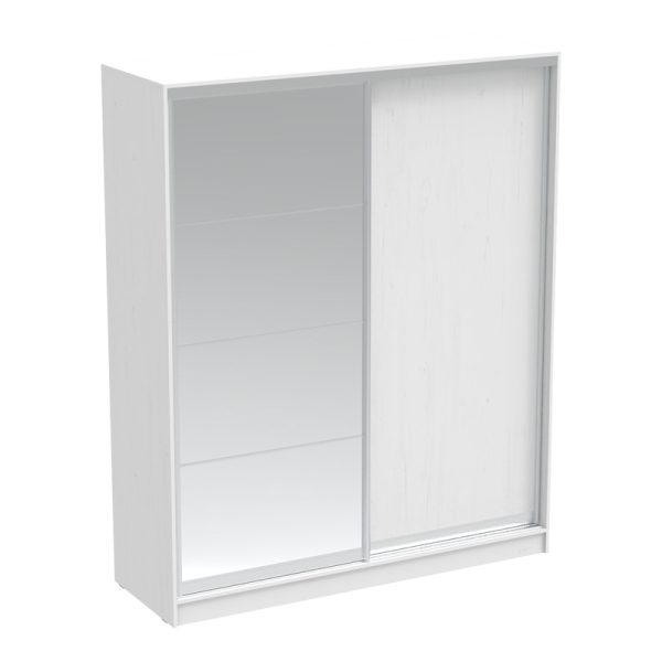 361 000053 7 Aparador pakoworld two-leaf sliding wardrobe with mirror in white color 180x60x220cmIndoor furniture > Wardrobes
