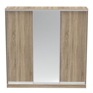 361 000054 2 6 Aparador I pakoworld two-leaf sliding wardrobe with mirror in sonoma color 240x60x240cmIndoor furniture > Wardrobes