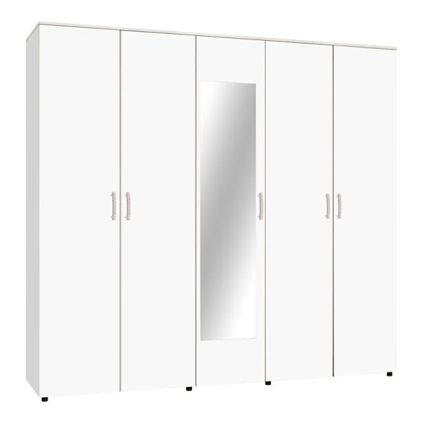 361 000058 5 Luna pakoworld five-leaf wardrobe with mirror in white color 220x52x200cmIndoor furniture > Wardrobes