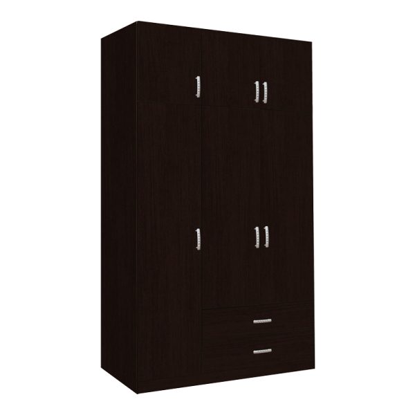 361 000068 3 Three-leaf wardrobe with drawers Royal pakoworld in wenge shade 150x58x230cmIndoor furniture > Wardrobes