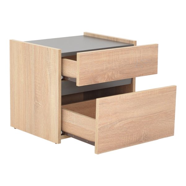 362 000001 2 2 Bed side Comcie pakoworld in natural with grey color 50x42x45.5cmIndoor furniture > Bedside tables