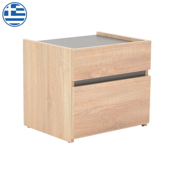 362 000001 5 Bed side Comcie pakoworld in natural with grey color 50x42x45.5cmIndoor furniture > Bedside tables