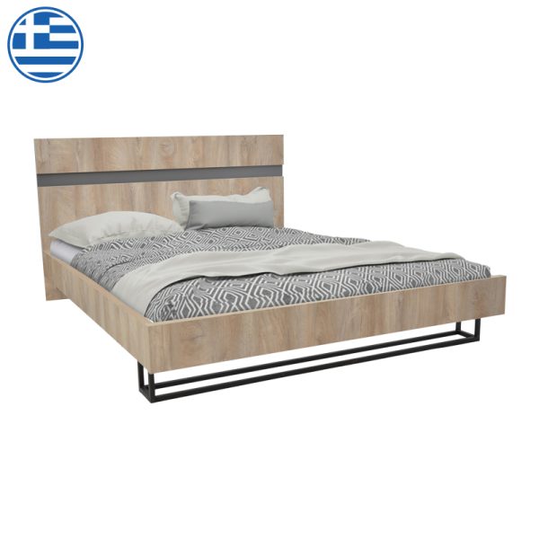 362 000003 4 Double bed Elencia pakoworld in oak with grey color 160x200cmIndoor furniture > Beds