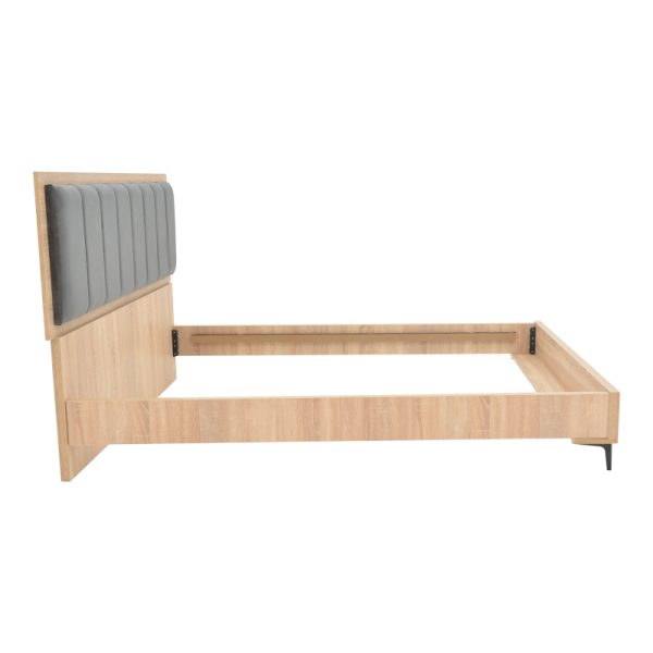 362 000005 2 2 Double bed Monacol pakoworld in natural with dark grey color 160x200cmIndoor furniture > Beds