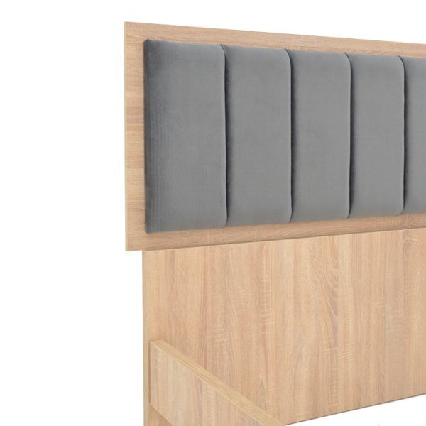 362 000005 3 2 Double bed Monacol pakoworld in natural with dark grey color 160x200cmIndoor furniture > Beds
