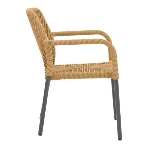 364 000001 2 4 Aluminum armchair Norture pakoworld stackable anthracite frame-natural rattan 57x63x82cmOutdoor furniture > Garden armchairs